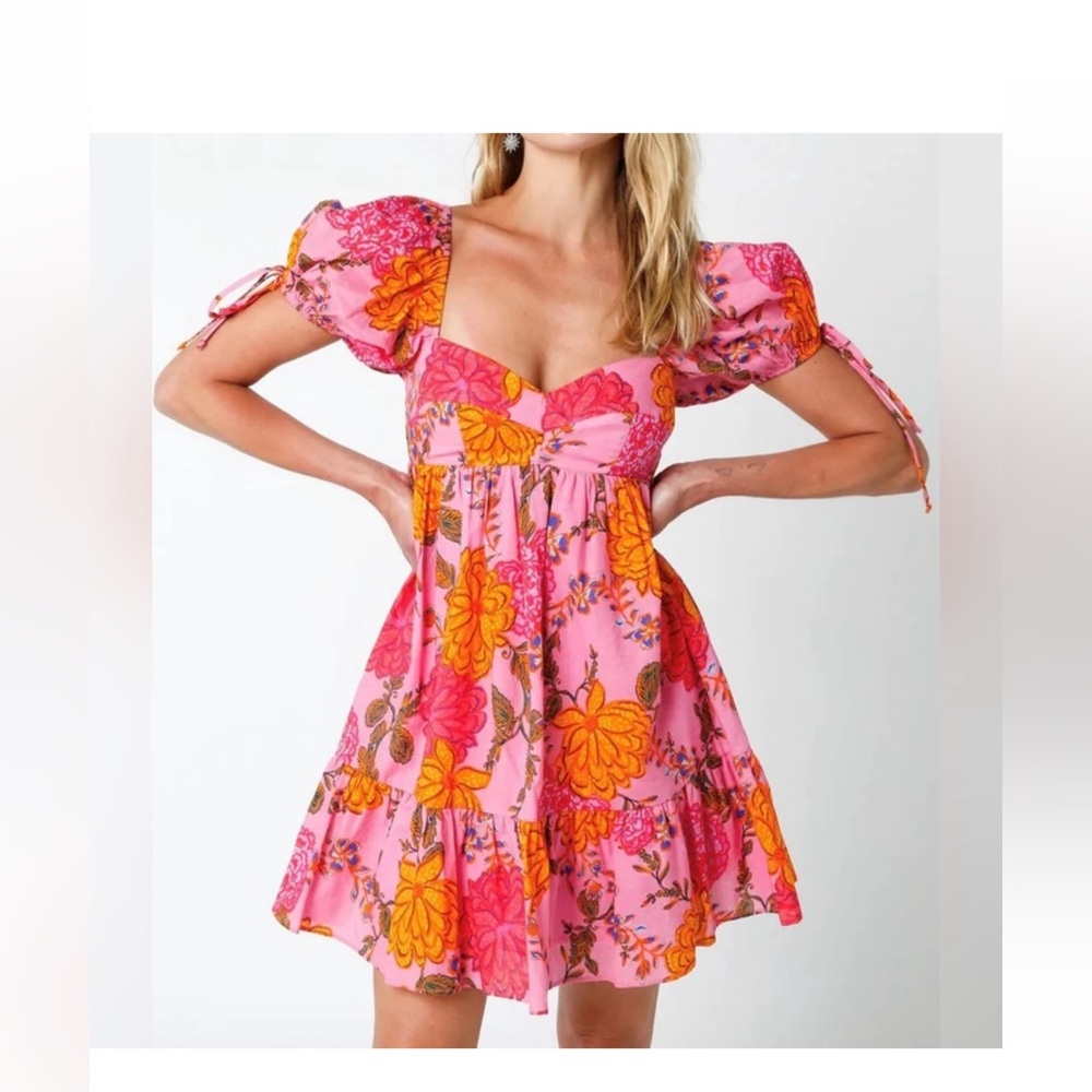 Pink floral babydoll dress